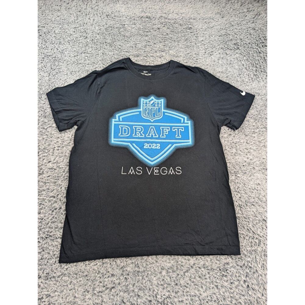 NFL Draft Shirt Men Medium Black Nike NFL Logo 22 Las Vegas Casual Graphic Tee